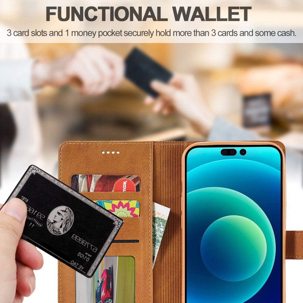 iPhone 14 Plus Wallet Case Cognac