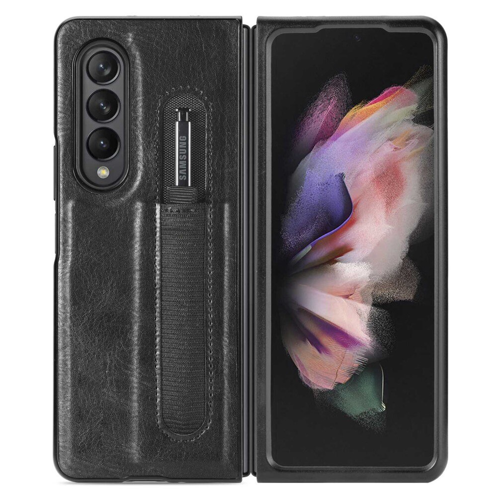 Samsung Galaxy Z Fold 4 Leather Case w. S-pen holder Black