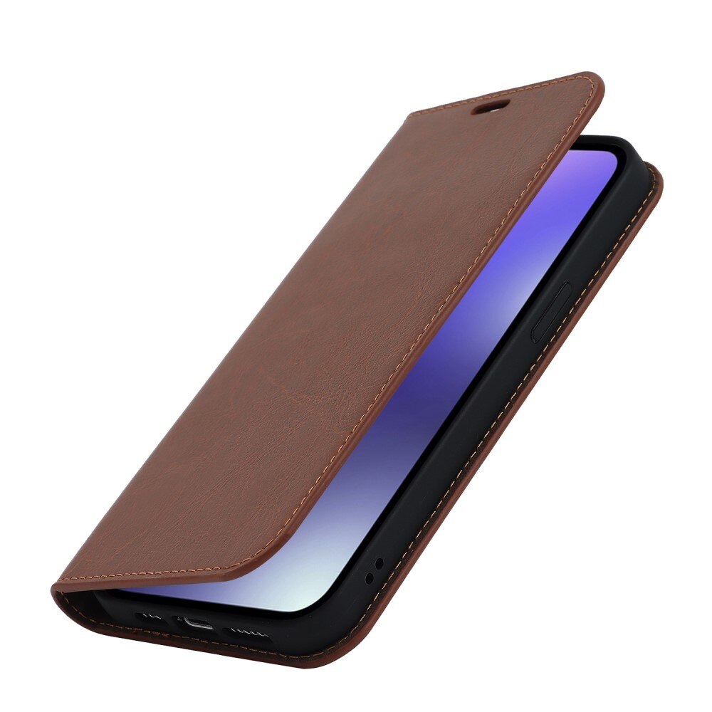 iPhone 14 Pro Max Genuine Leather Wallet Case Brown