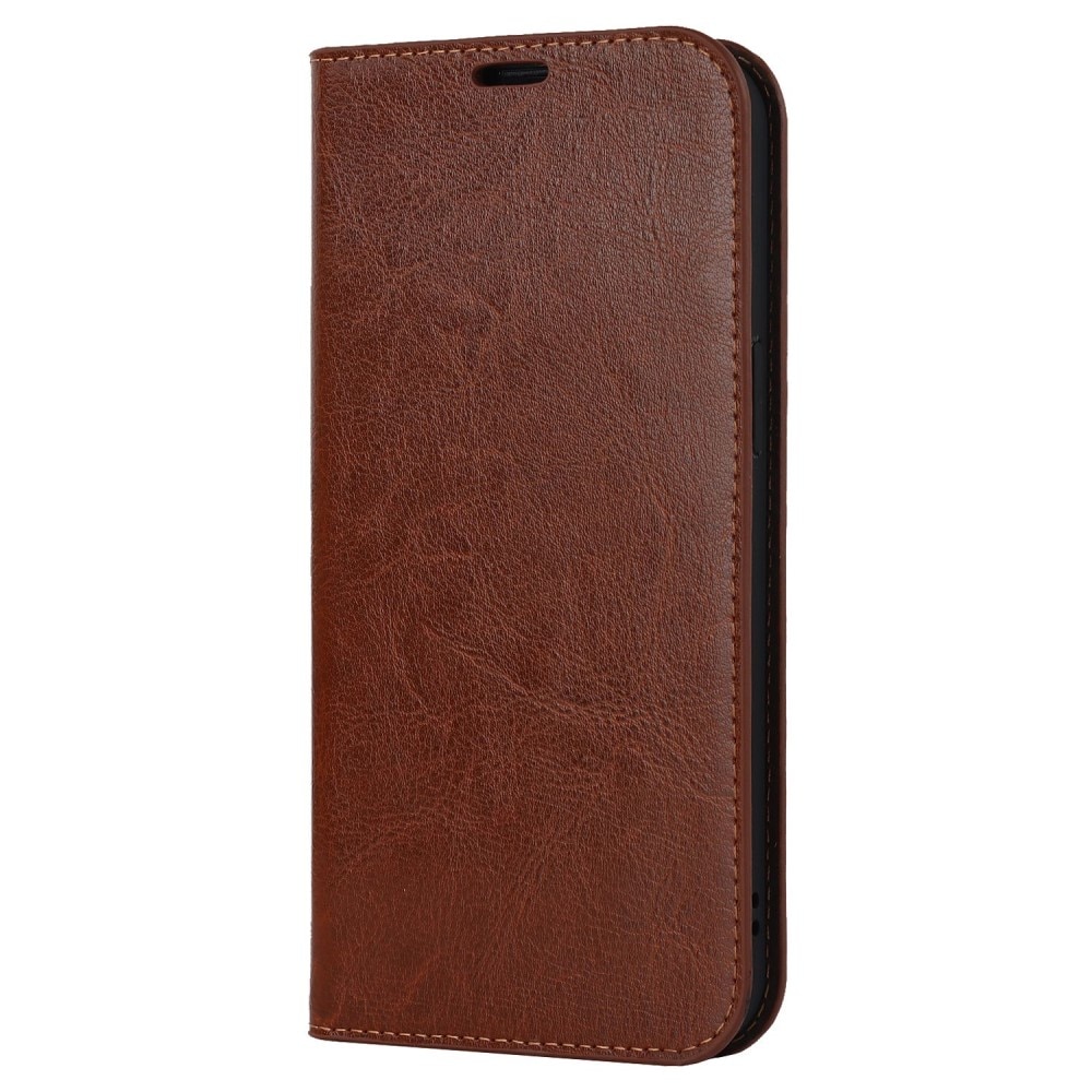 iPhone 14 Pro Max Genuine Leather Wallet Case Brown