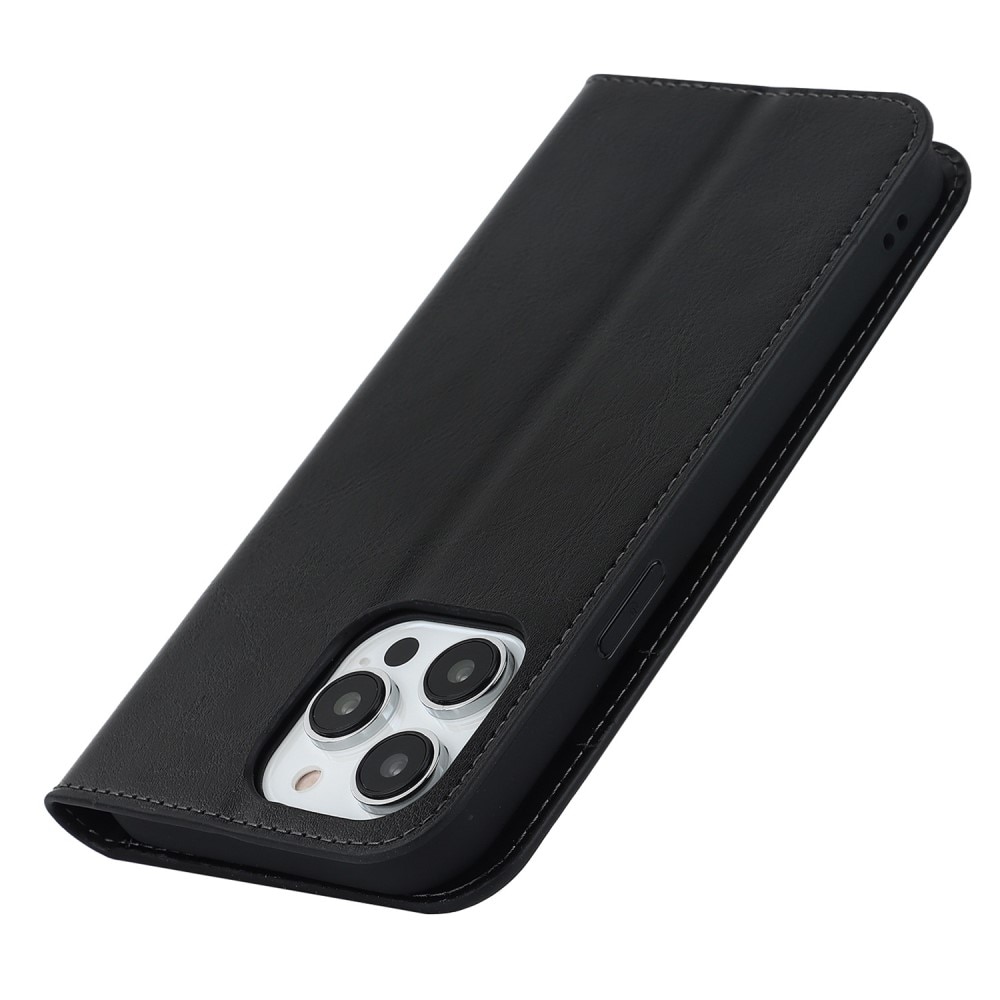 iPhone 14 Pro Genuine Leather Wallet Case Black