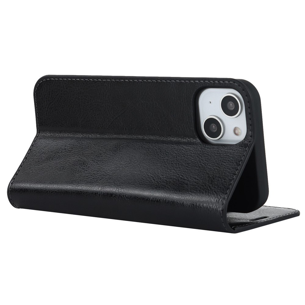 iPhone 14 Genuine Leather Wallet Case Black