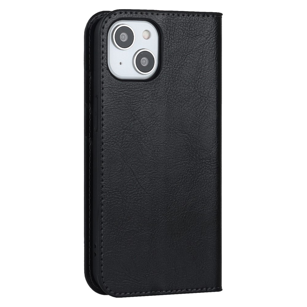 iPhone 14 Genuine Leather Wallet Case Black