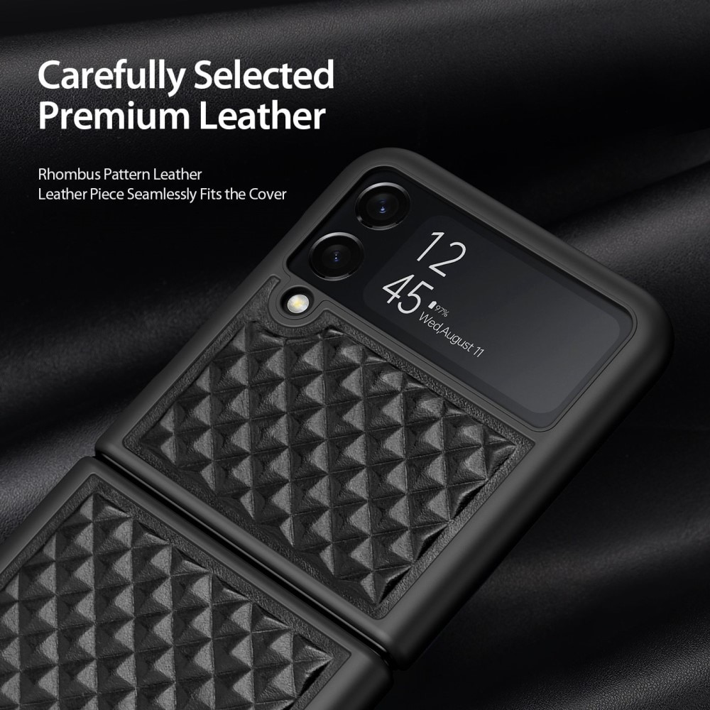 Samsung Galaxy Z Flip 4 Venice Leather Case Black