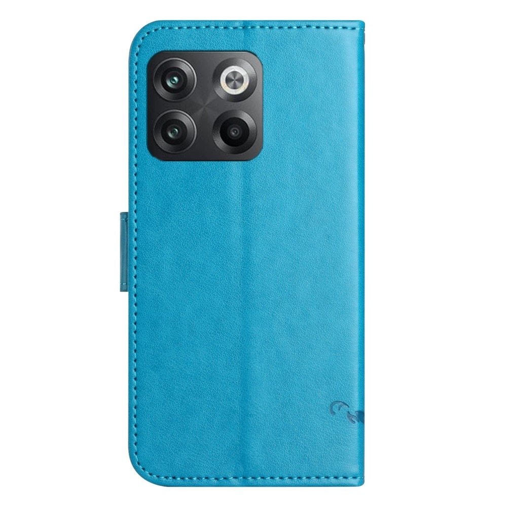 OnePlus 10T Leather Cover Imprinted Butterflies Blue