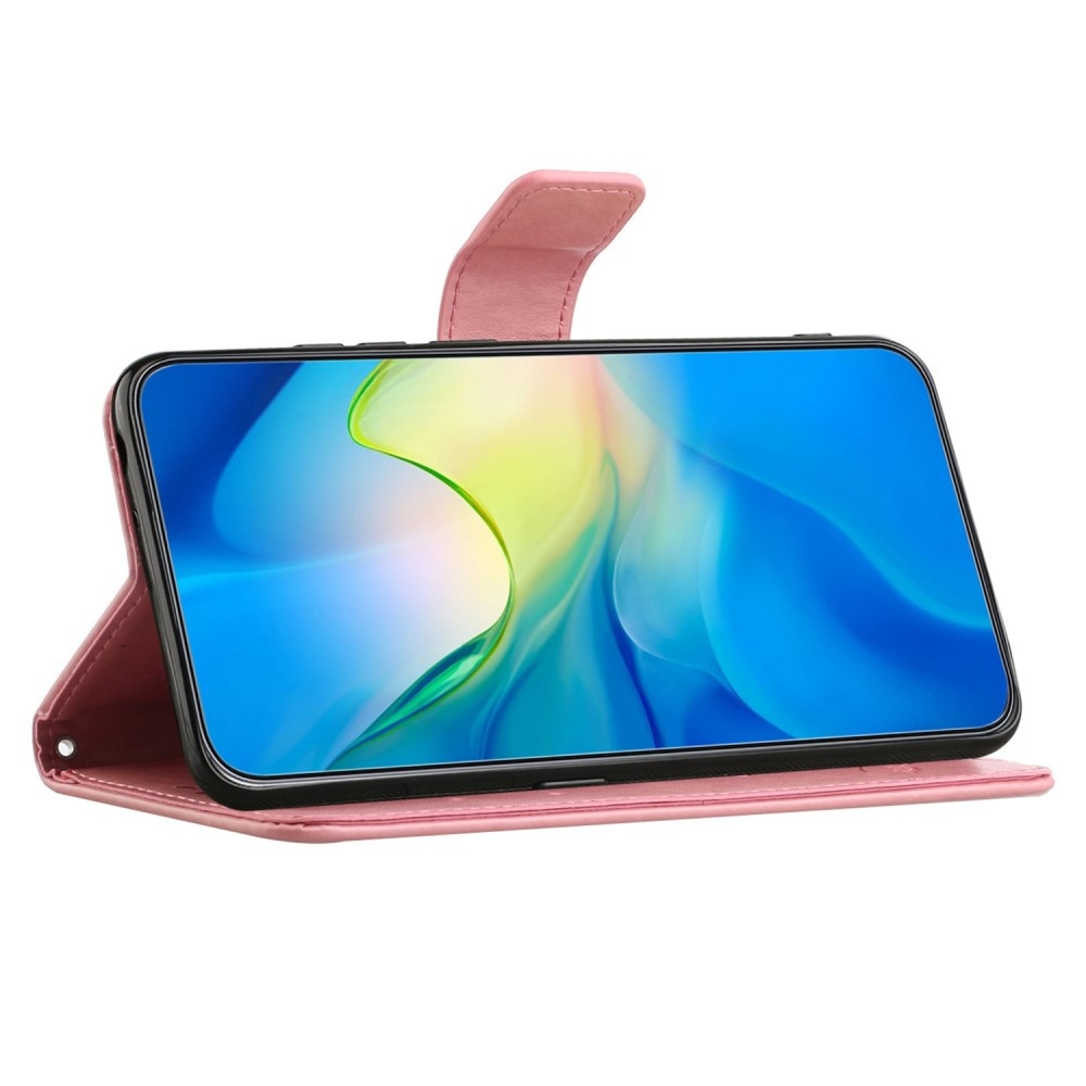  OnePlus 10T Leather Cover Imprinted Butterflies Pink
