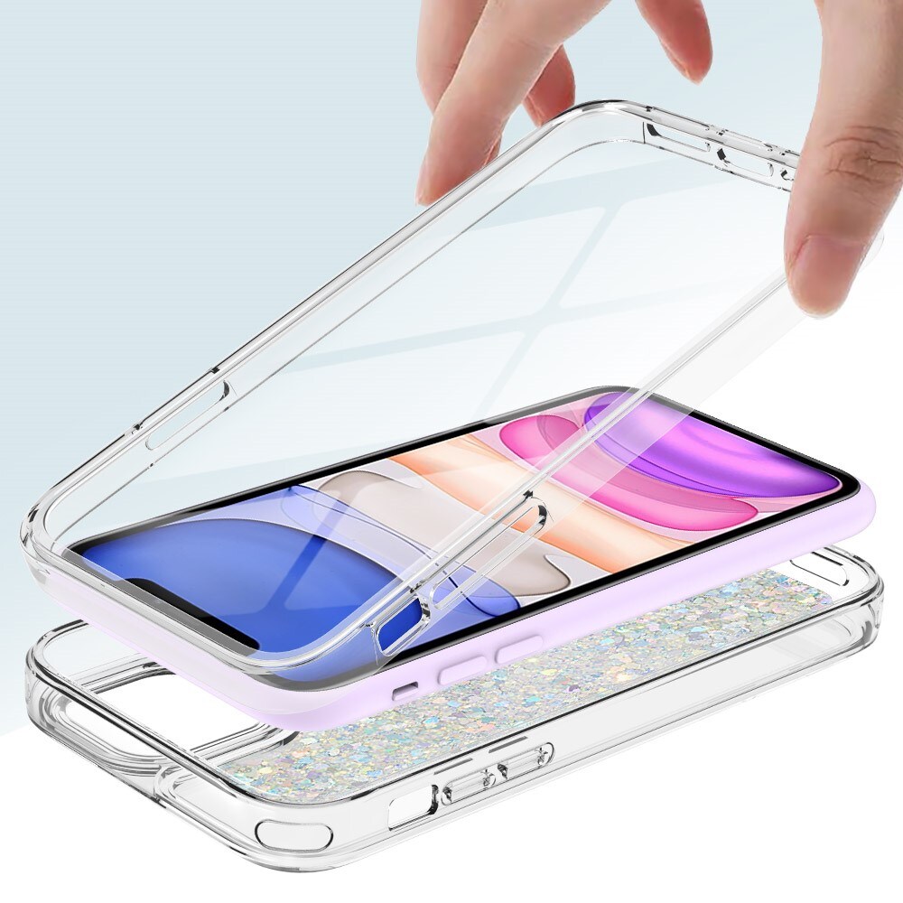 iPhone 11 Full Protection Glitter Powder TPU Case Silver