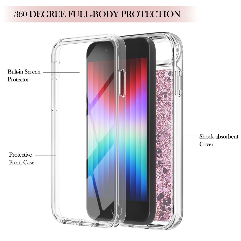 iPhone 7/8/SE Full Protection Glitter Powder TPU Case Pink