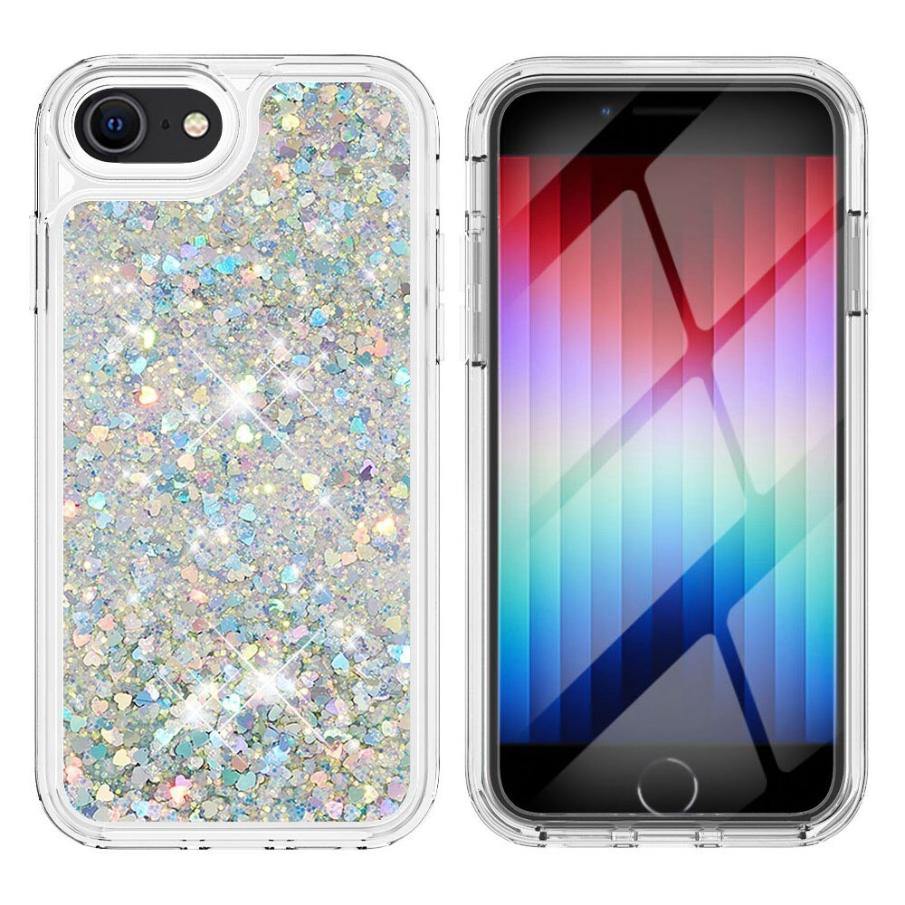 iPhone 7/8/SE Full Protection Glitter Powder TPU Case Silver