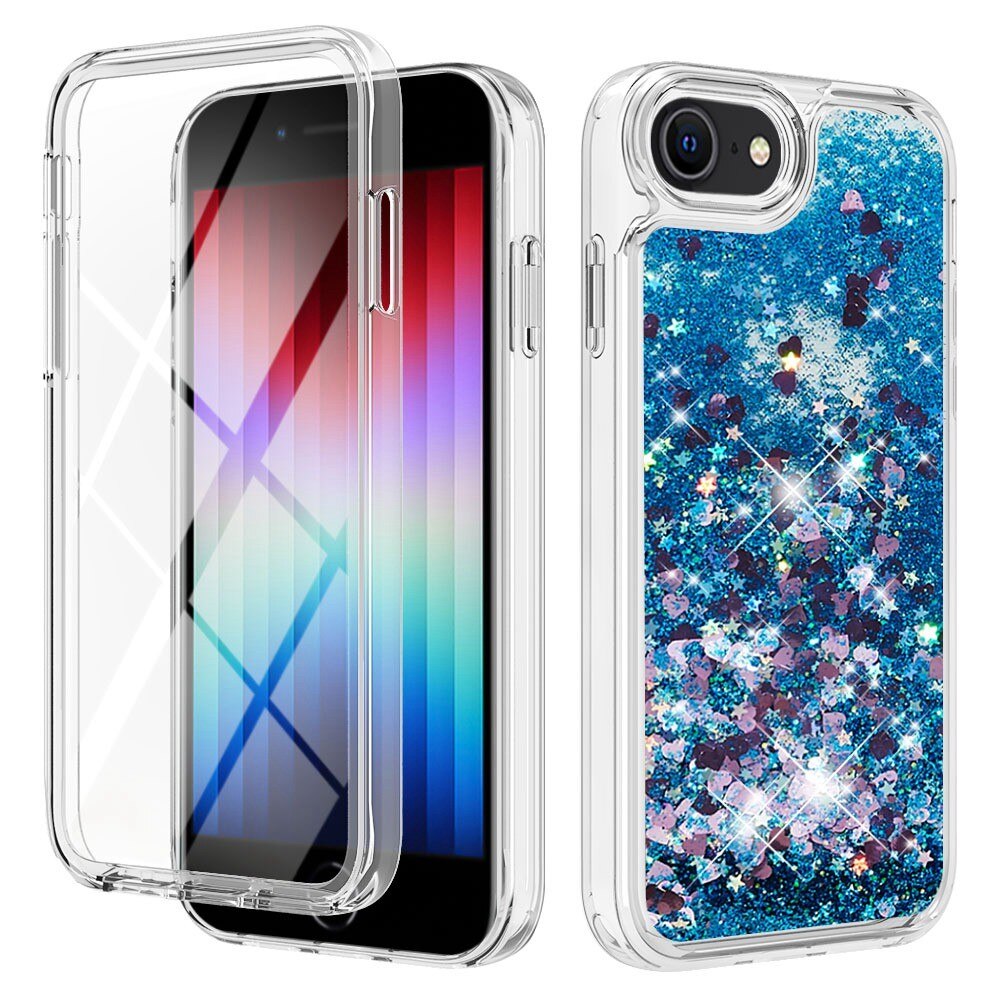 iPhone 7/8/SE Full Protection Glitter Powder TPU Case Blue