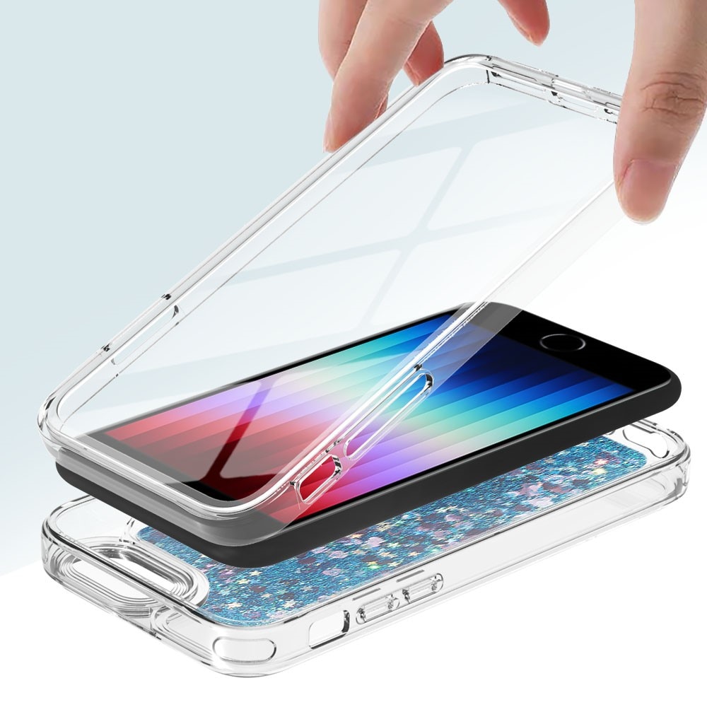iPhone 7/8/SE Full Protection Glitter Powder TPU Case Blue