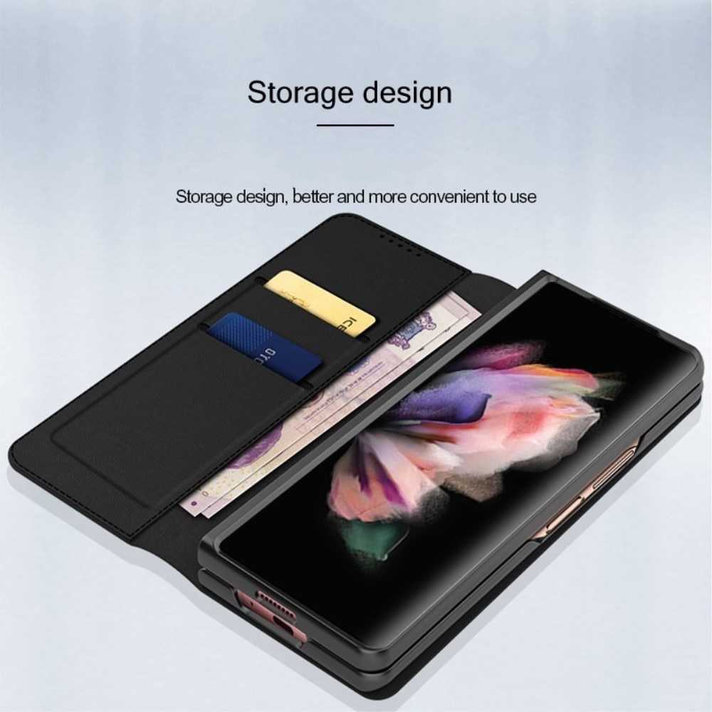 Samsung Galaxy Z Fold 4 Genuine Leather Wallet Case Black