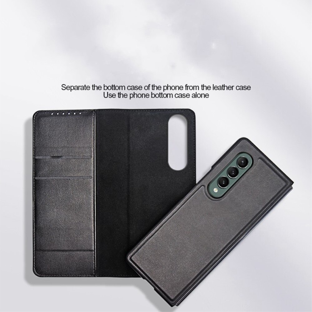 Samsung Galaxy Z Fold 4 Genuine Leather Wallet Case Black