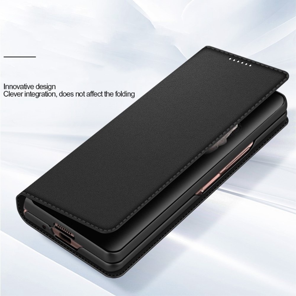 Samsung Galaxy Z Fold 4 Genuine Leather Wallet Case Black