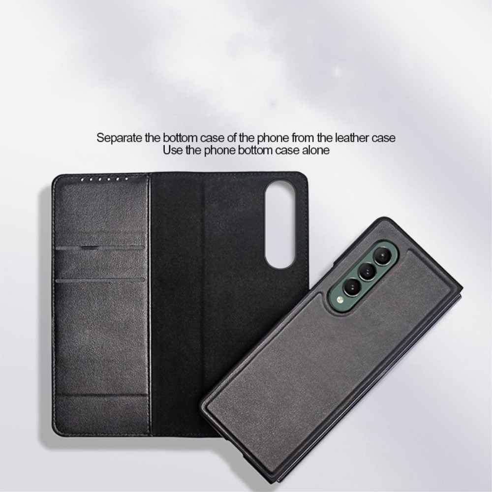 Samsung Galaxy Z Fold 4 Genuine Leather Wallet Case Cognac