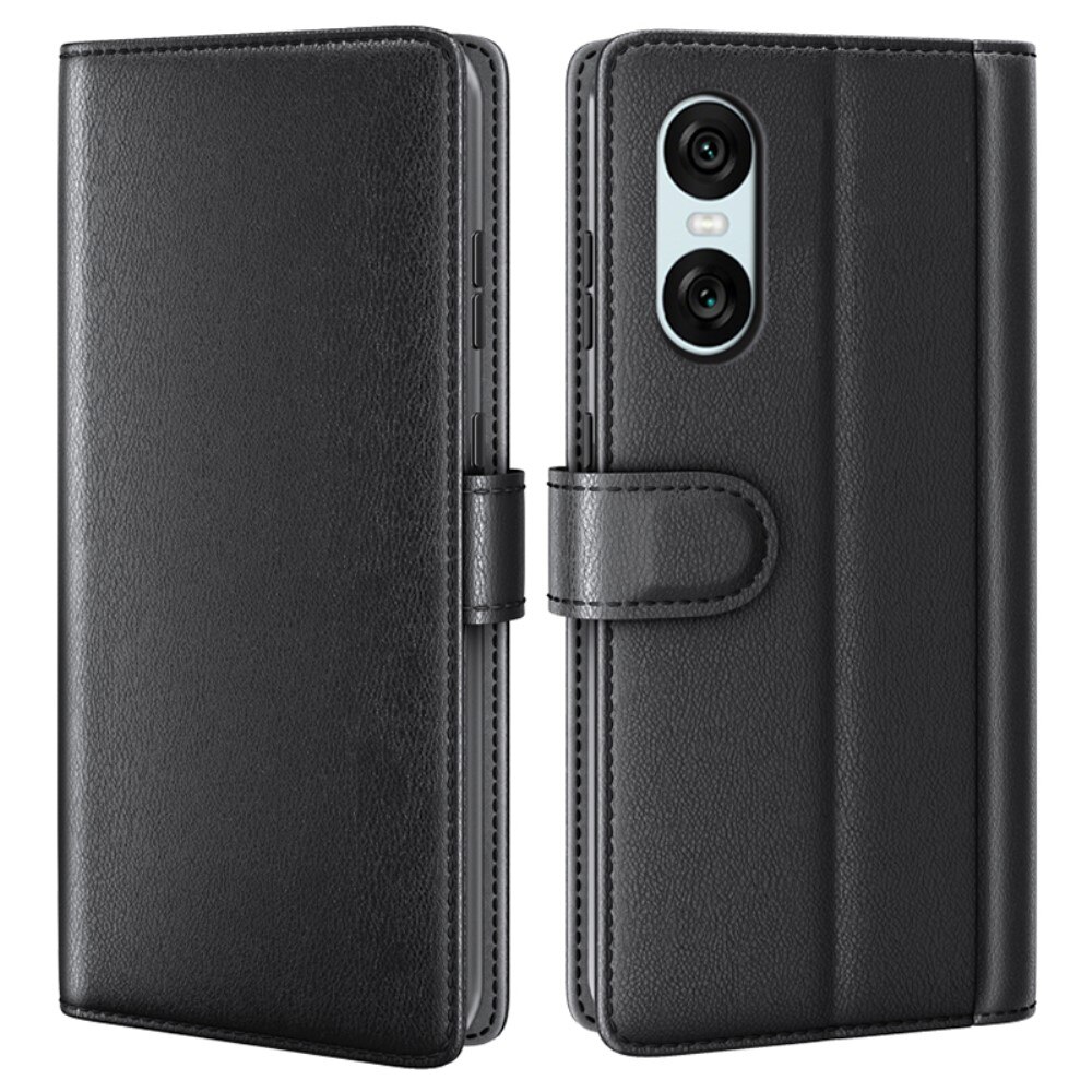 Sony Xperia 10 VI Genuine Leather Wallet Case Black