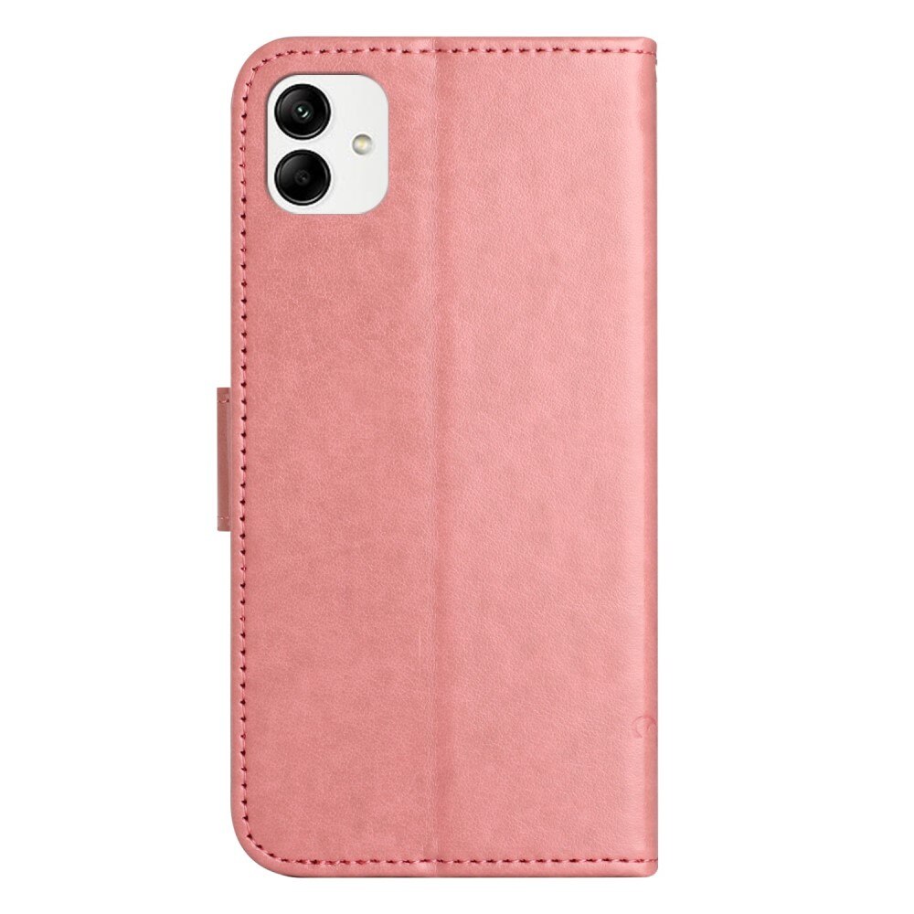 Samsung Galaxy A04 Leather Cover Imprinted Butterflies Pink