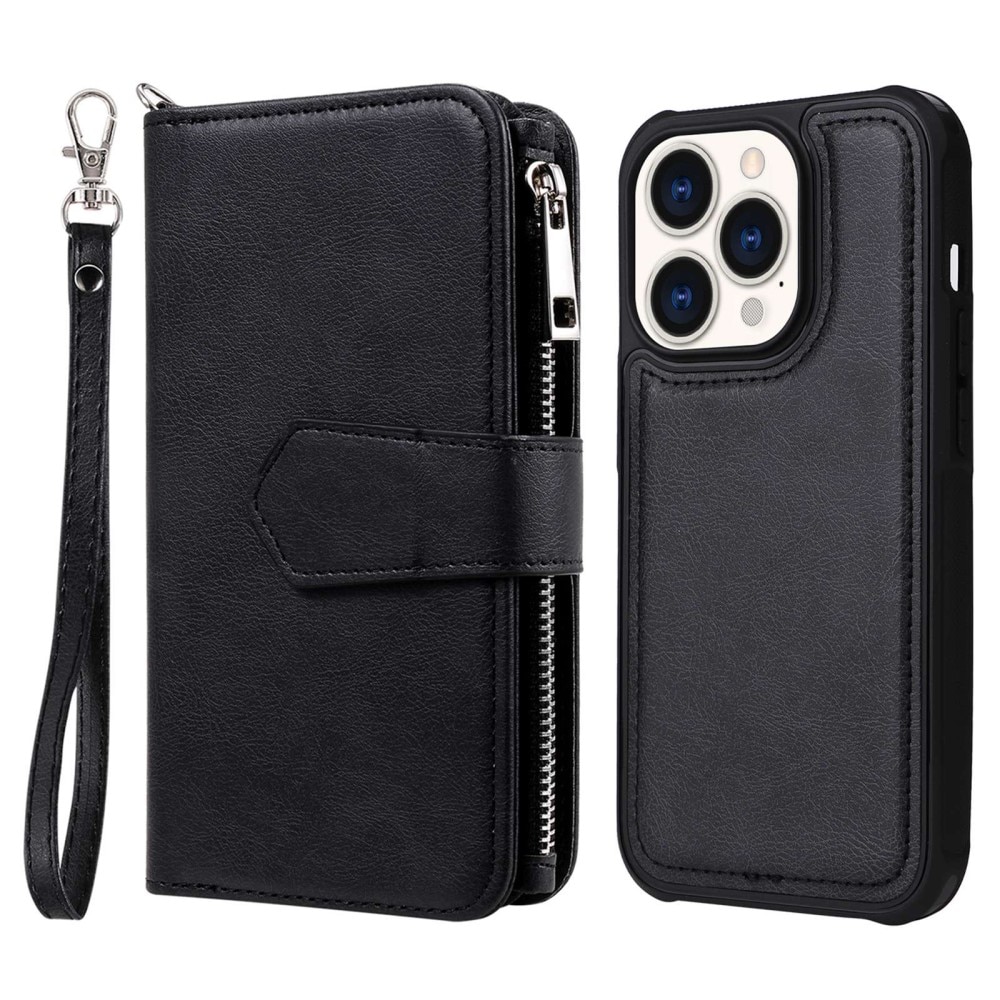 iPhone 14 Pro Zipper Magnet Wallet Black