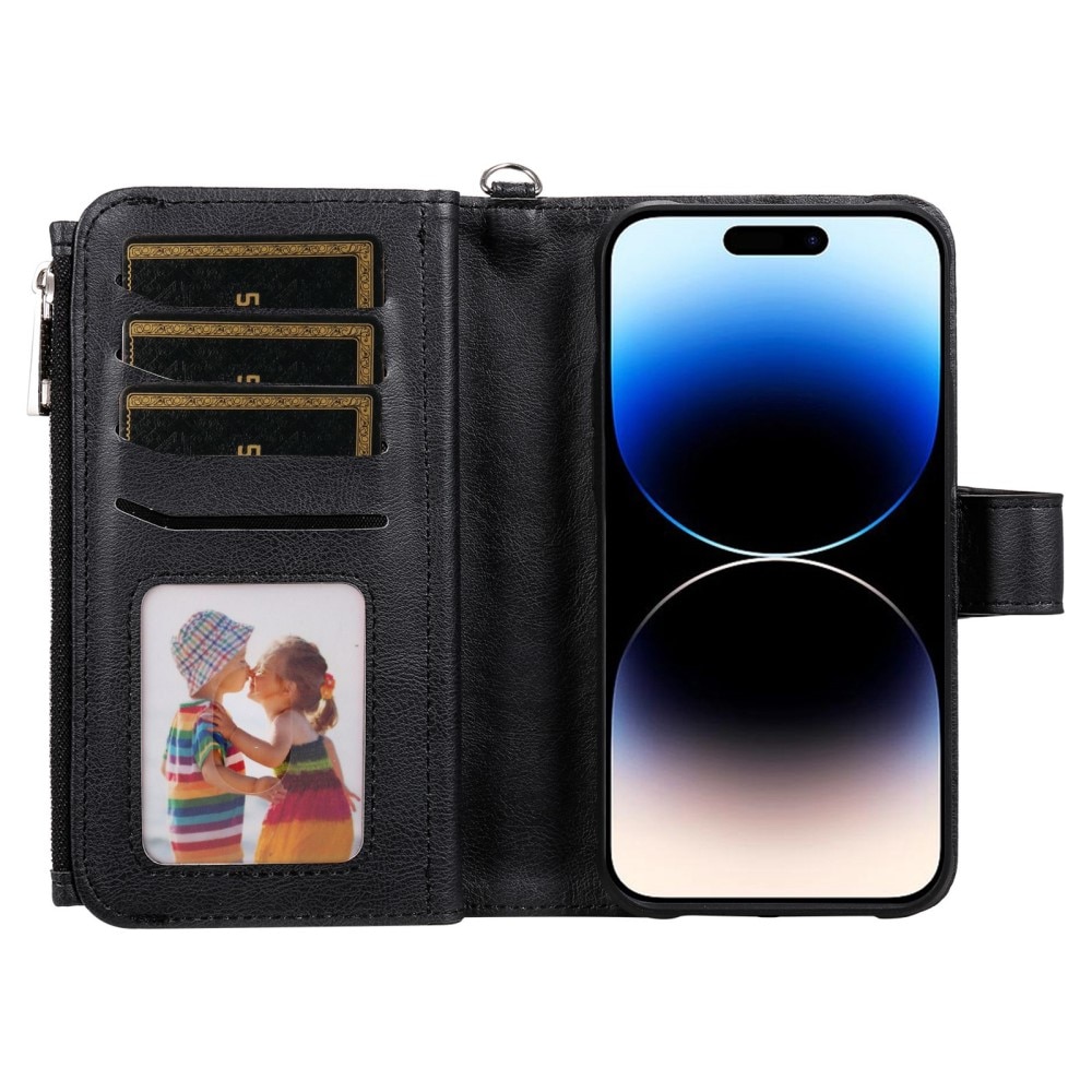 iPhone 14 Pro Zipper Magnet Wallet Black