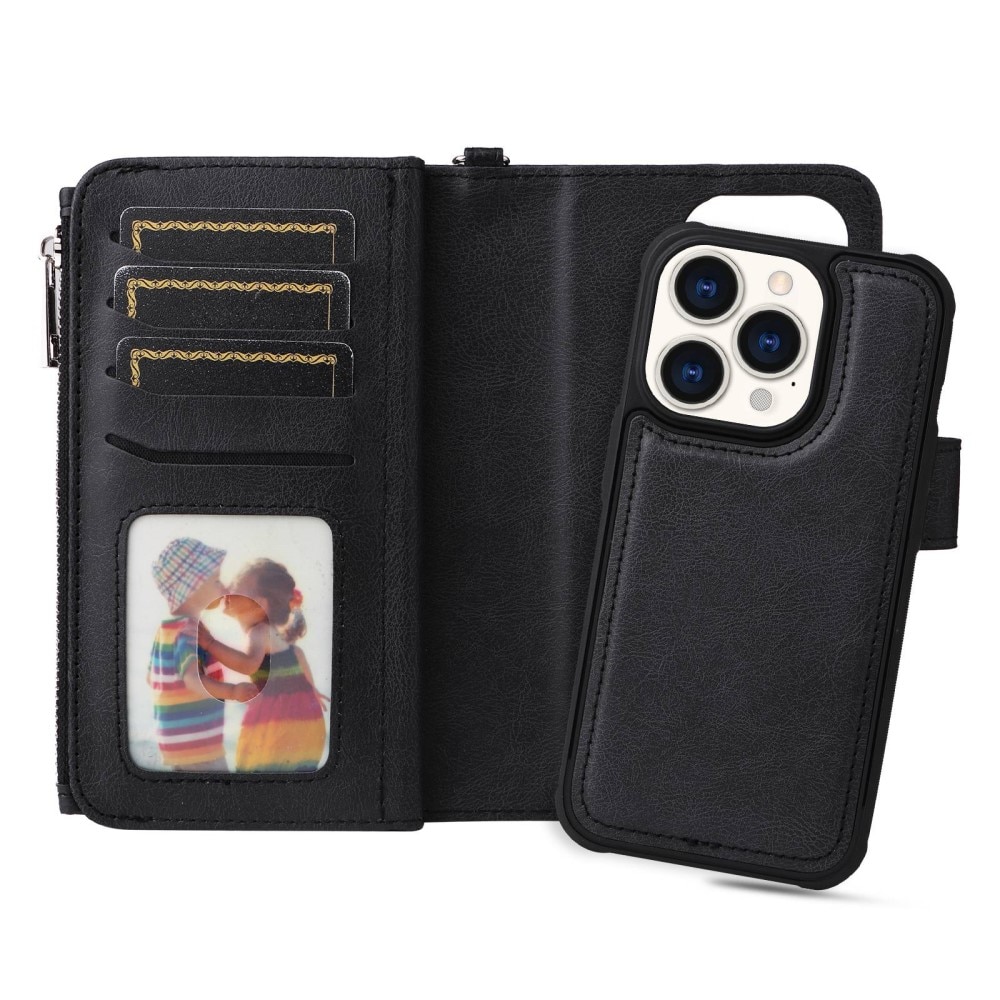 iPhone 14 Pro Zipper Magnet Wallet Black