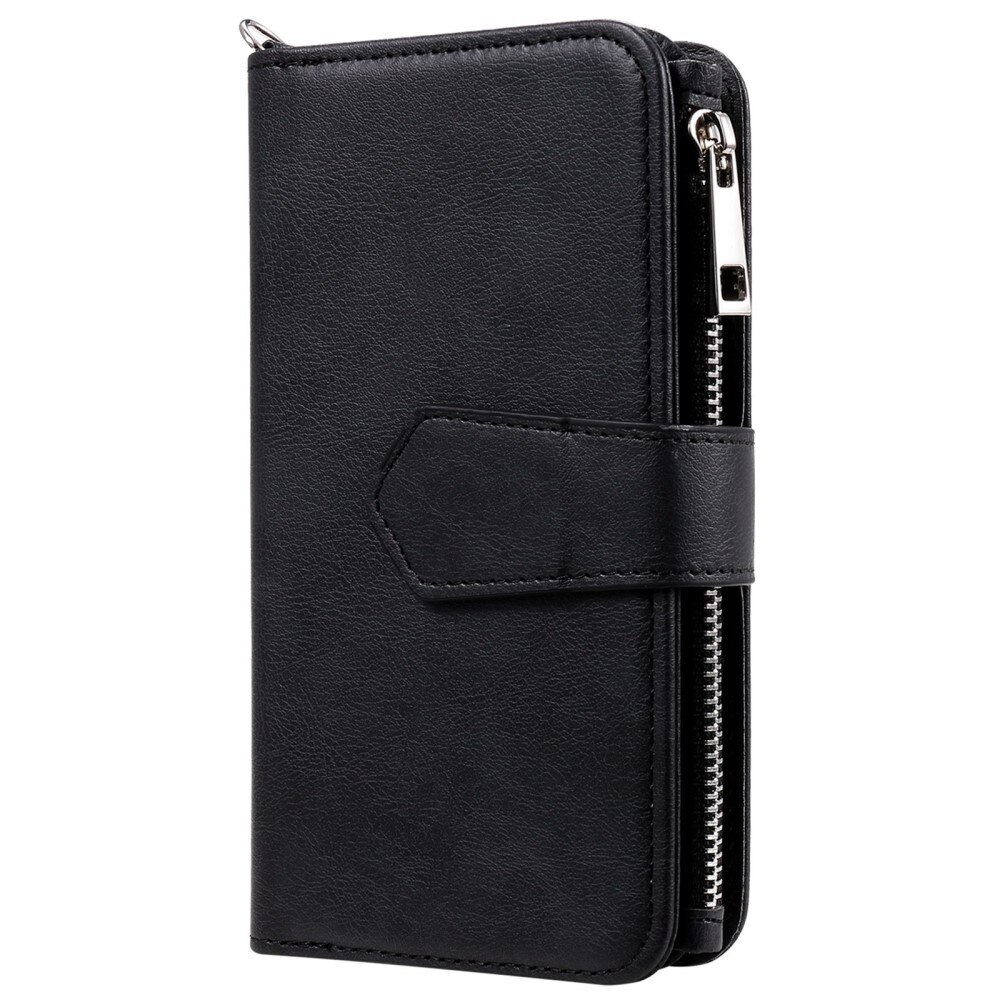 iPhone 14 Plus Zipper Magnet Wallet Black