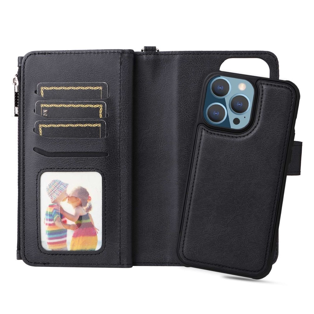 iPhone 14 Pro Max Zipper Magnet Wallet Black