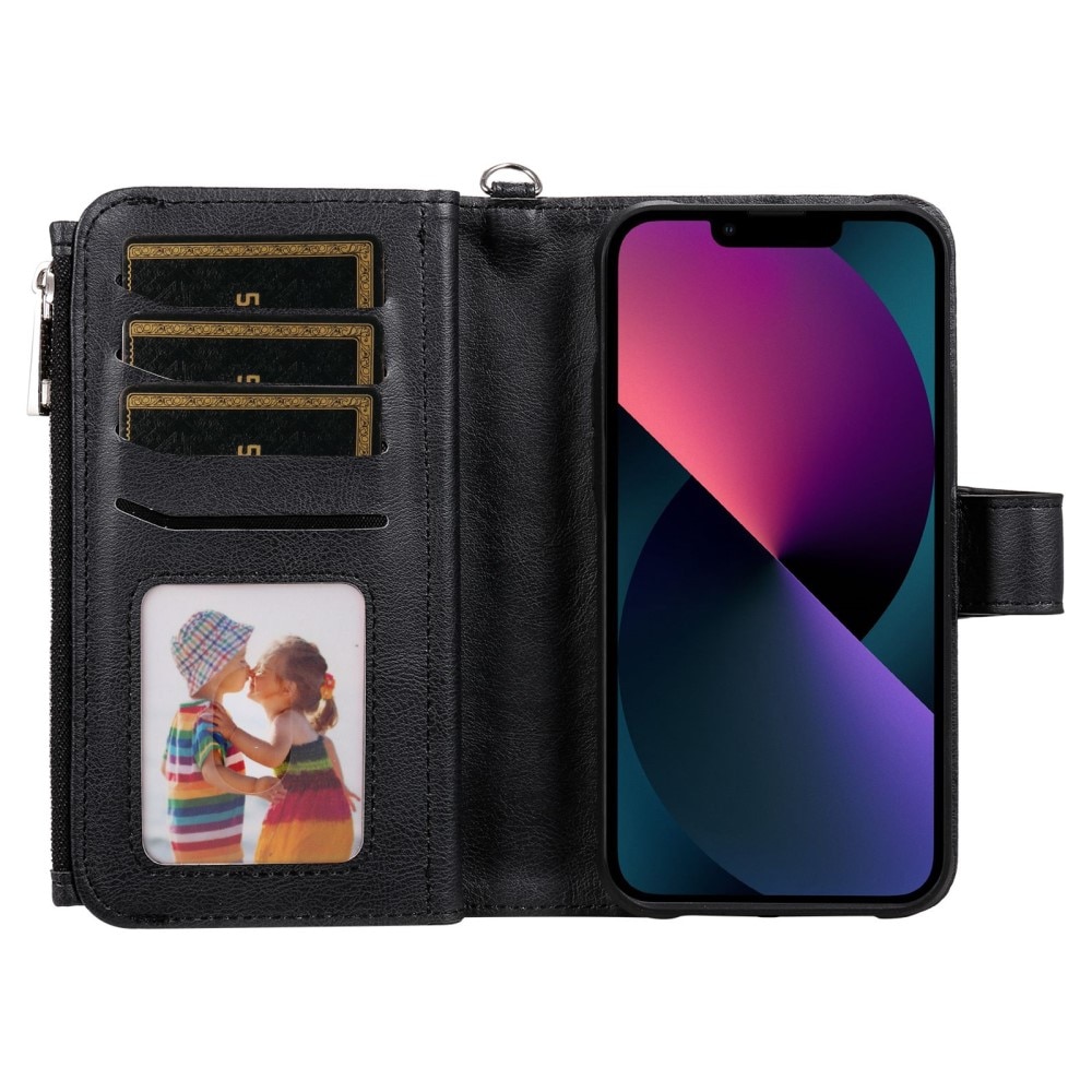 iPhone 14 Zipper Magnet Wallet Black