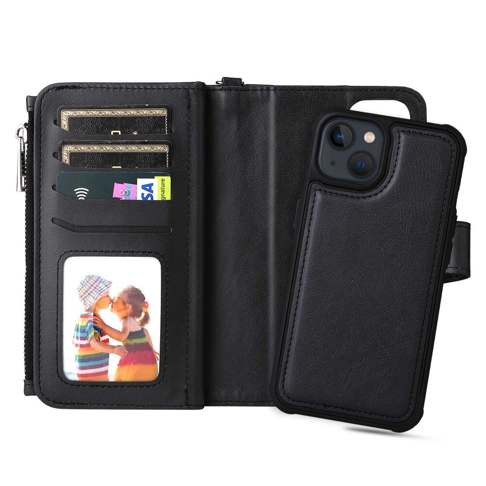 iPhone 14 Zipper Magnet Wallet Black