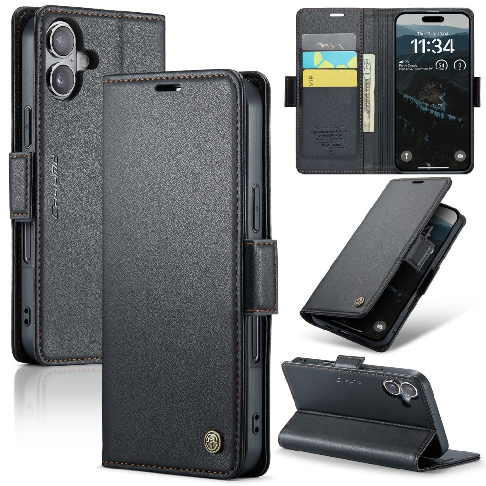 iPhone 17 RFID blocking Slim Wallet Case Black