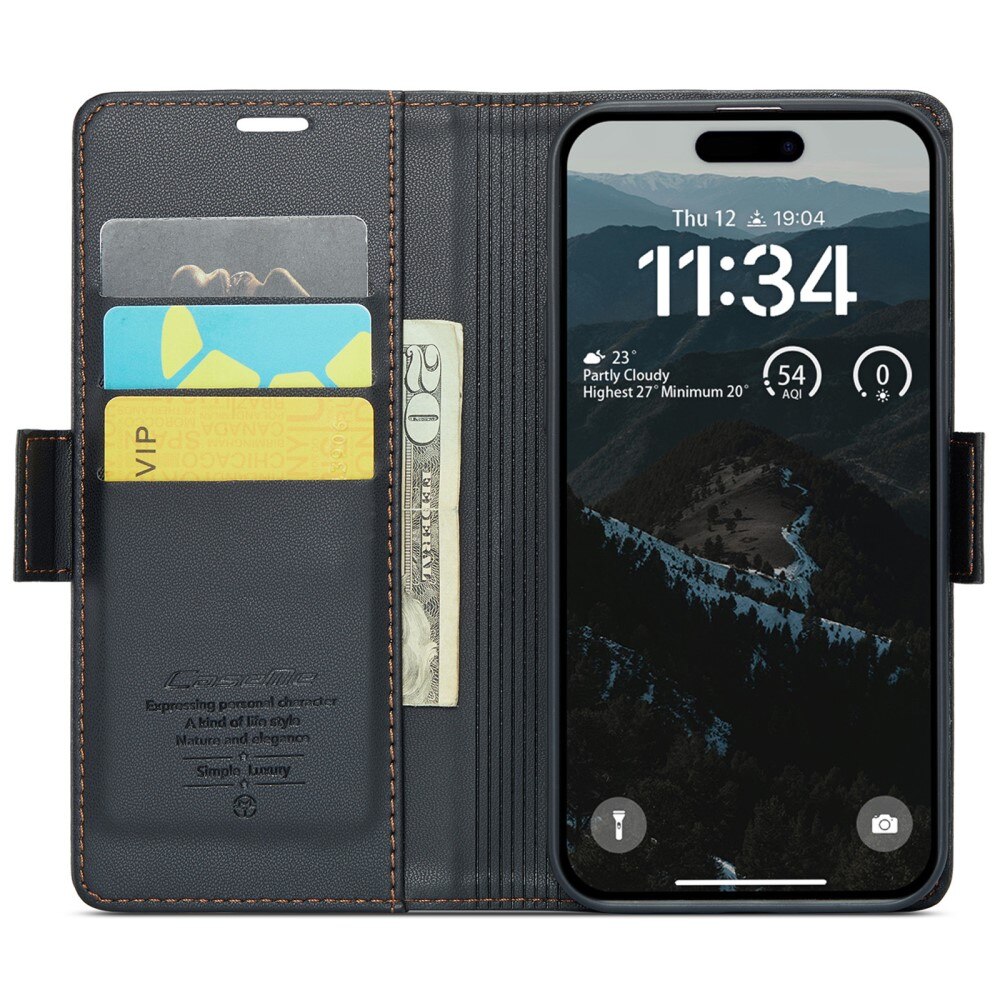 iPhone 17 RFID blocking Slim Wallet Case Black