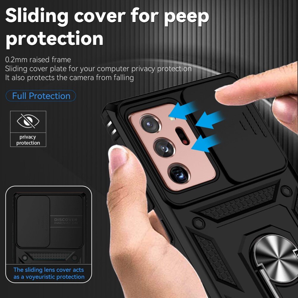 Samsung Galaxy Note 20 Ultra Hybrid Case Tech Ring w. Camera Protector Black