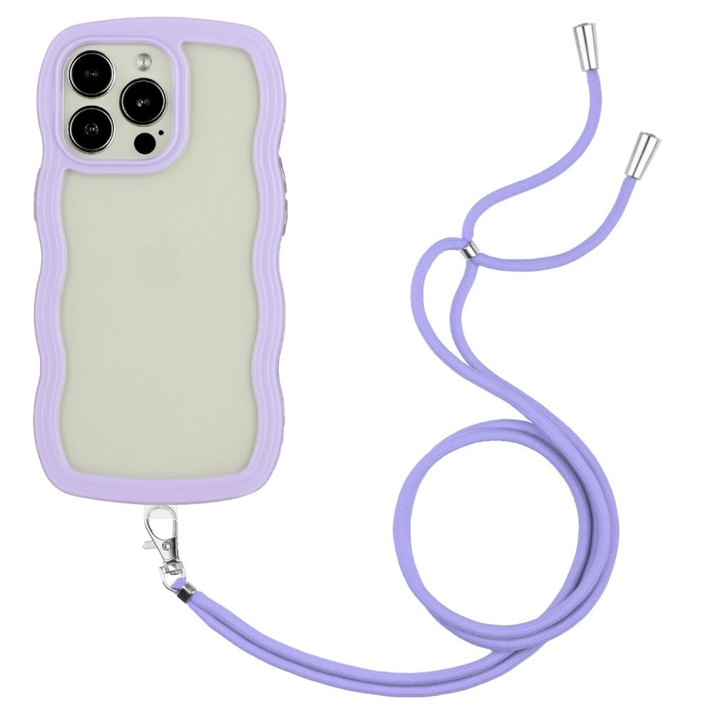 iPhone 14 Pro Wavy Edge Case Neck Strap Purple