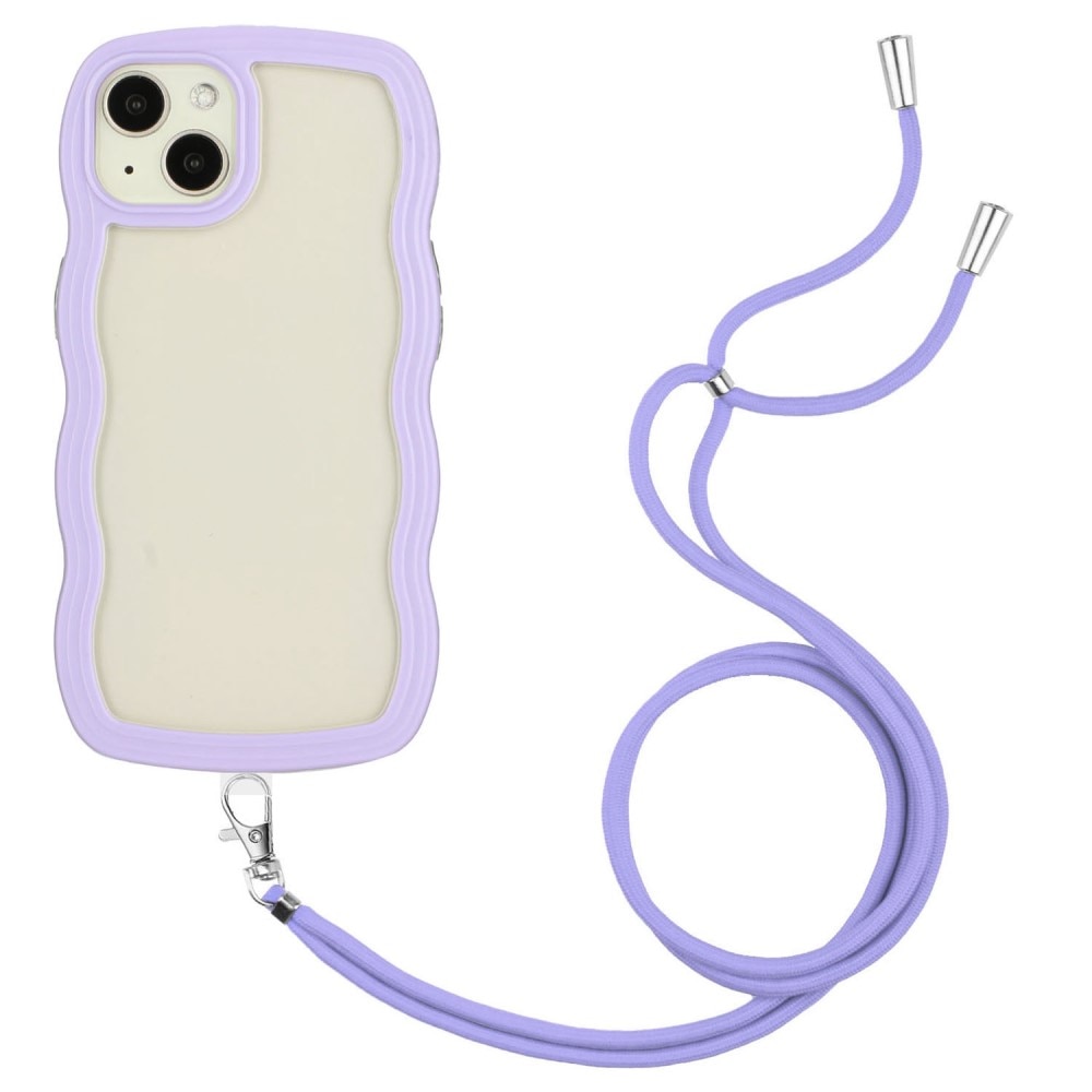 iPhone 14 Wavy Edge Case Neck Strap Purple