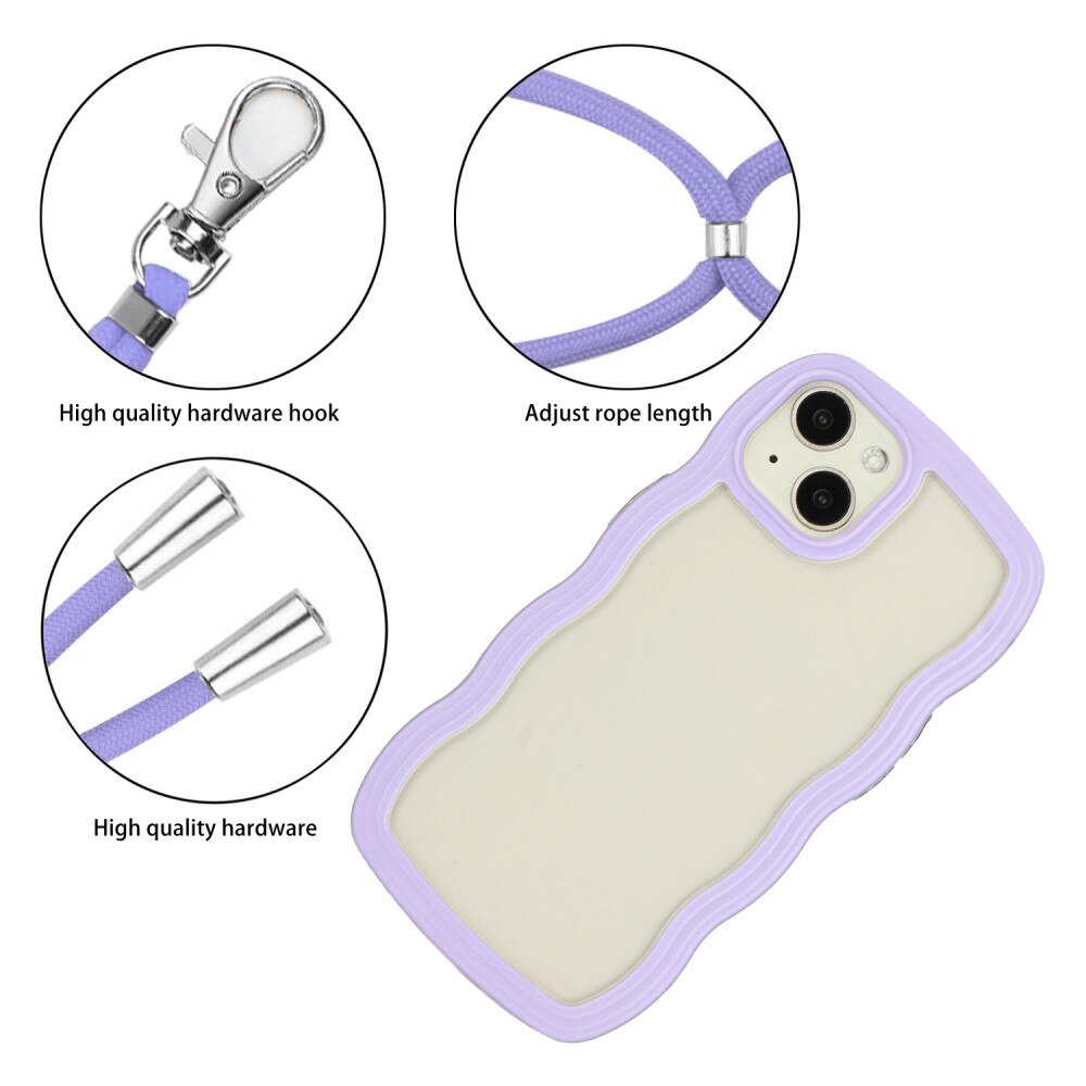 iPhone 14 Wavy Edge Case Neck Strap Purple