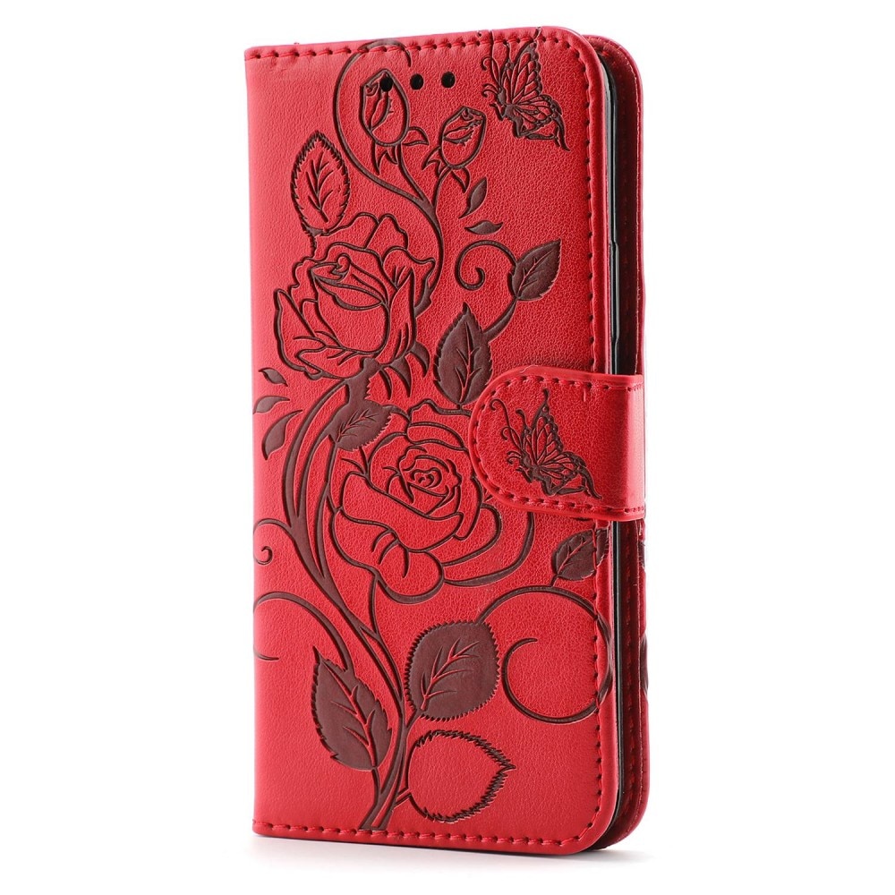 iPhone 12/12 Pro Leather Cover Roses Red