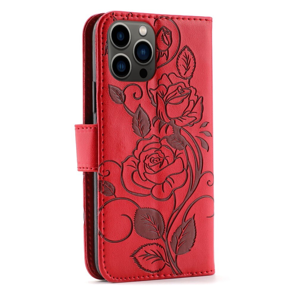 iPhone 12/12 Pro Leather Cover Roses Red