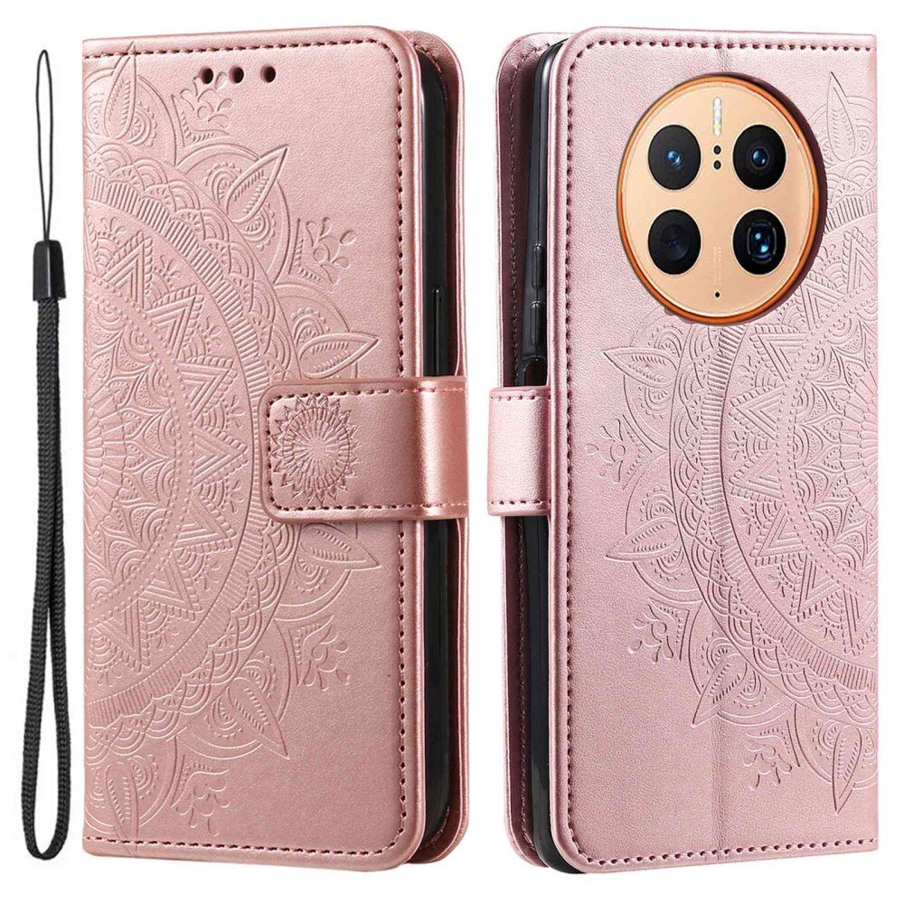 Huawei Mate 50 Pro Leather Cover Pink Gold