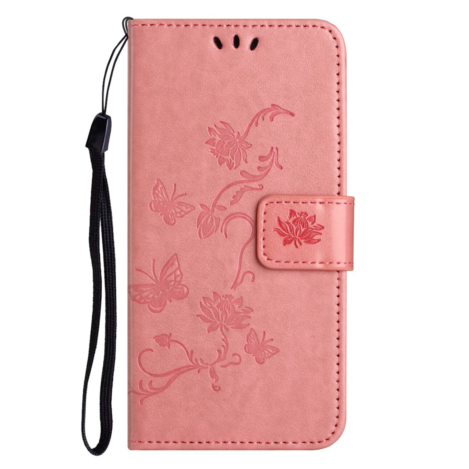 Samsung Galaxy A17 Leather Cover Imprinted Butterflies Pink