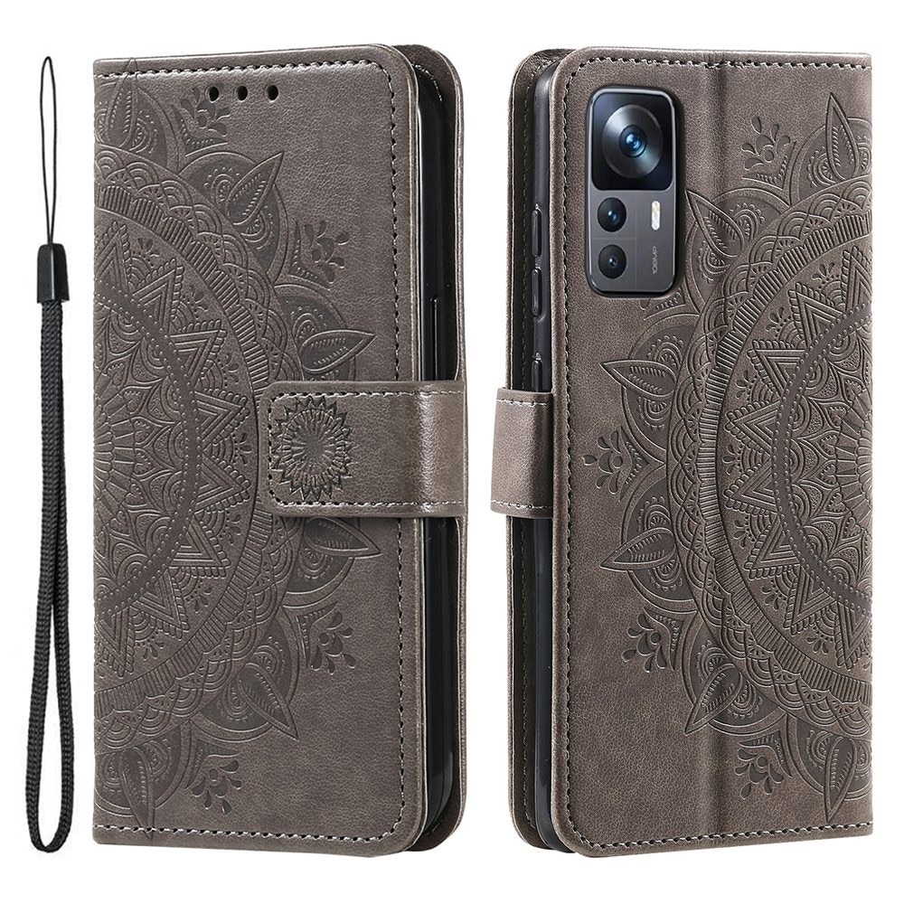 Xiaomi 12T/12T Pro Leather Cover Mandala Grey