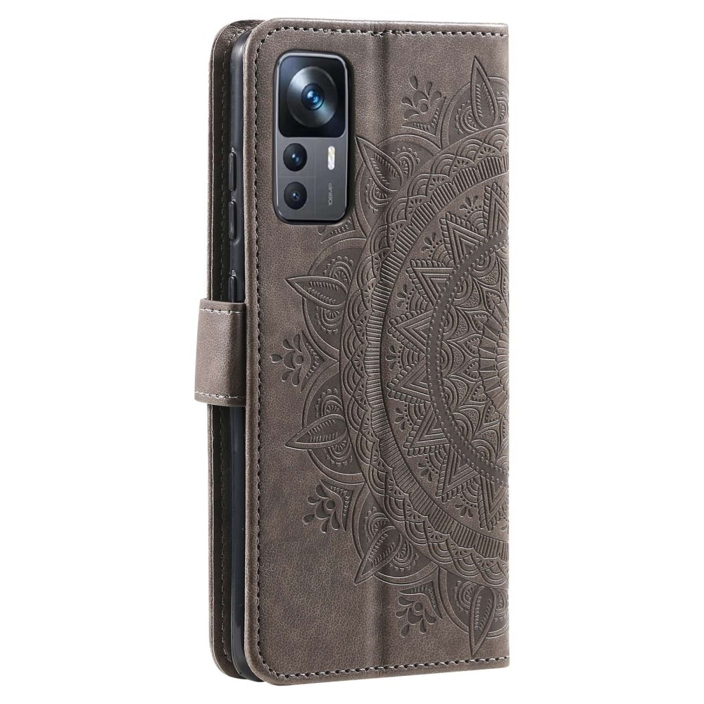 Xiaomi 12T/12T Pro Leather Cover Mandala Grey