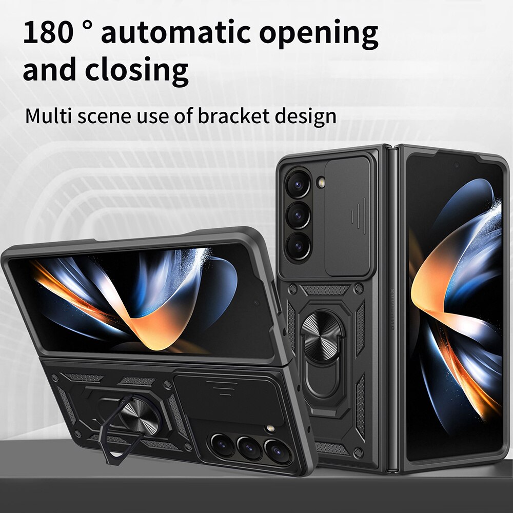 Samsung Galaxy Z Fold 7 Hybrid Case Tech Ring w. Camera Protector Black