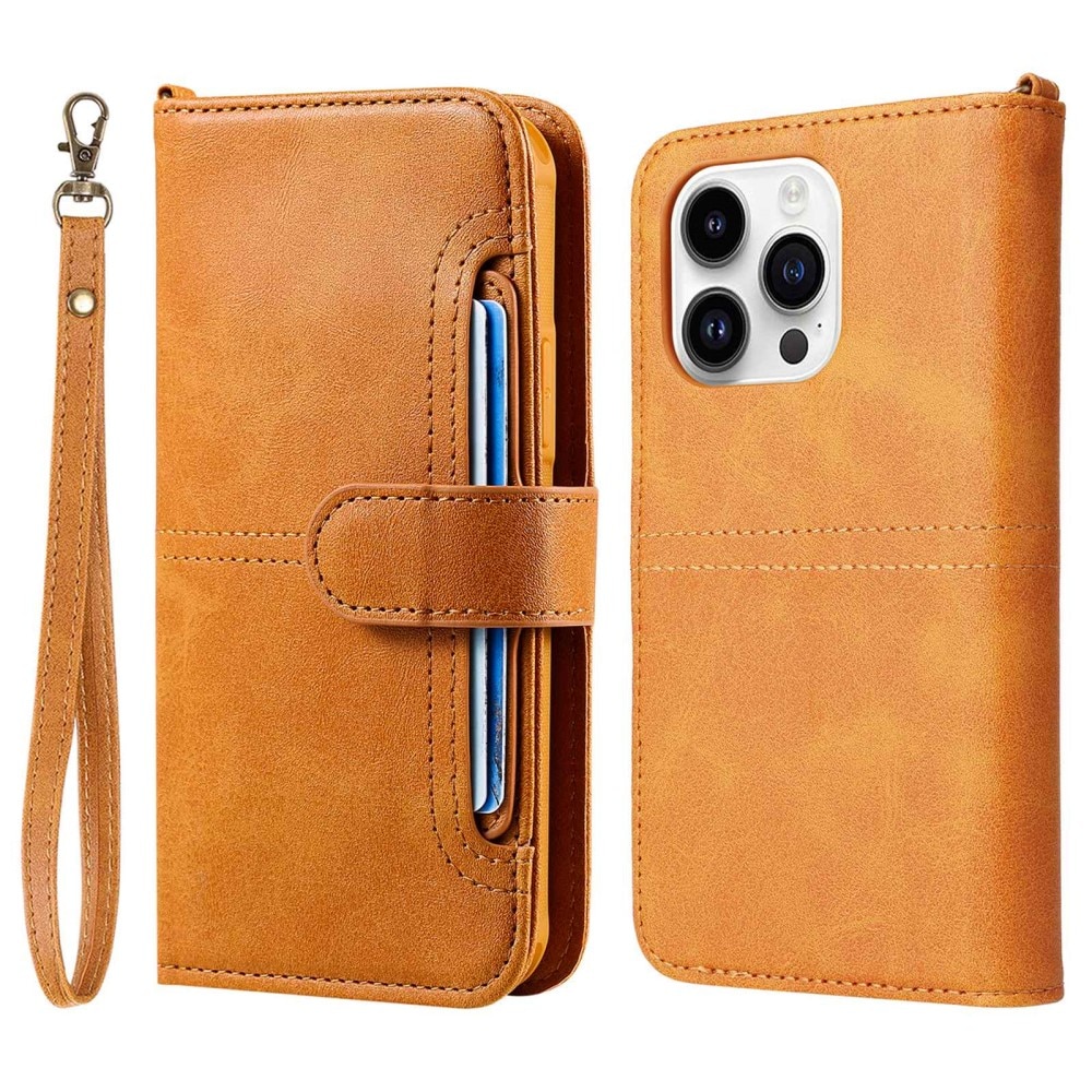 iPhone 14 Pro Magnet Leather Wallet Cognac