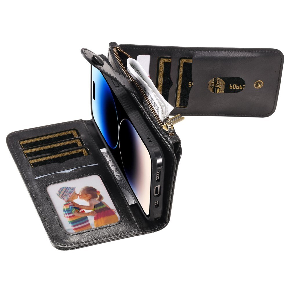 iPhone 14 Pro Magnet Leather Multi Wallet Black