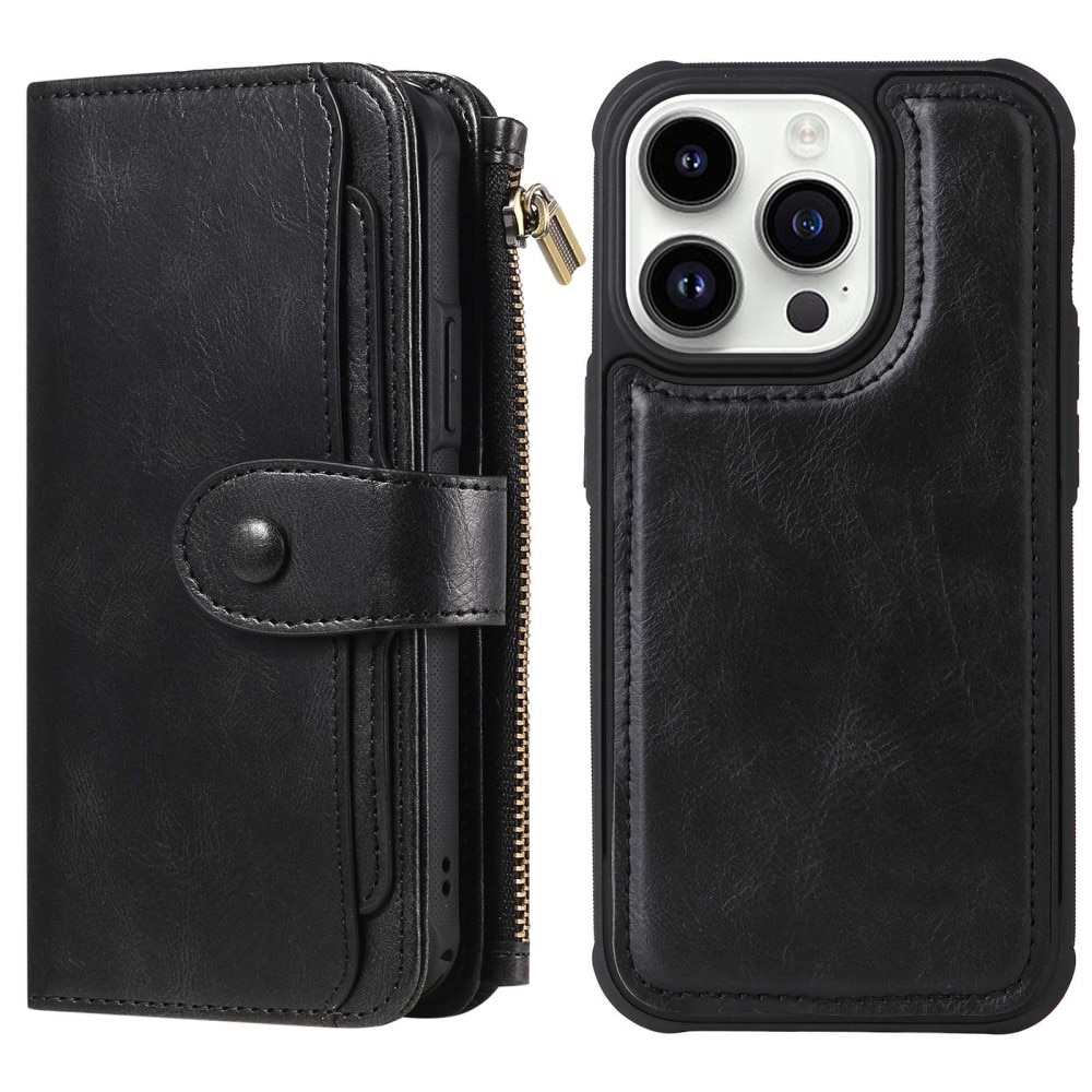 iPhone 14 Pro Magnet Leather Multi Wallet Black