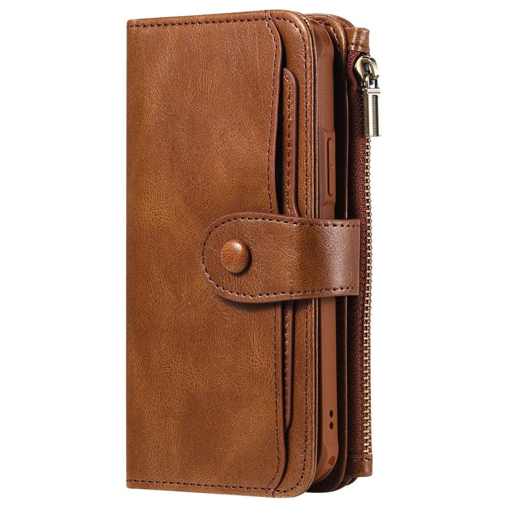 iPhone 14 Pro Magnet Leather Multi Wallet Brown