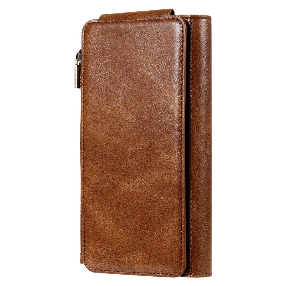 iPhone 14 Pro Magnet Leather Multi Wallet Brown