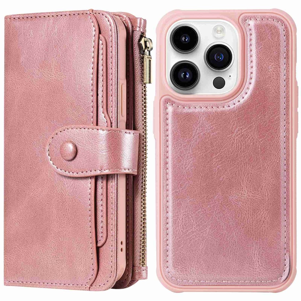 iPhone 14 Pro Magnet Leather Multi Wallet Pink