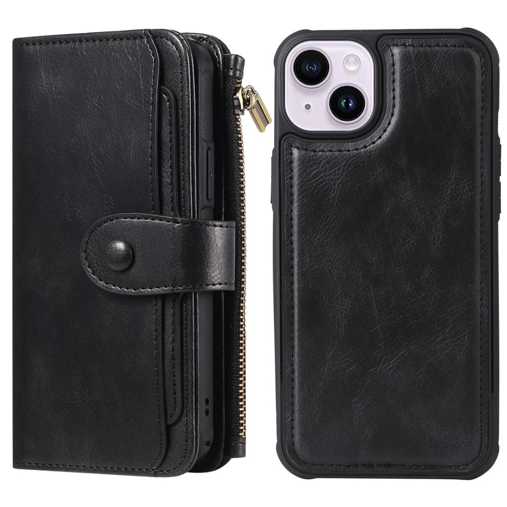 iPhone 14 Magnet Leather Multi Wallet Black
