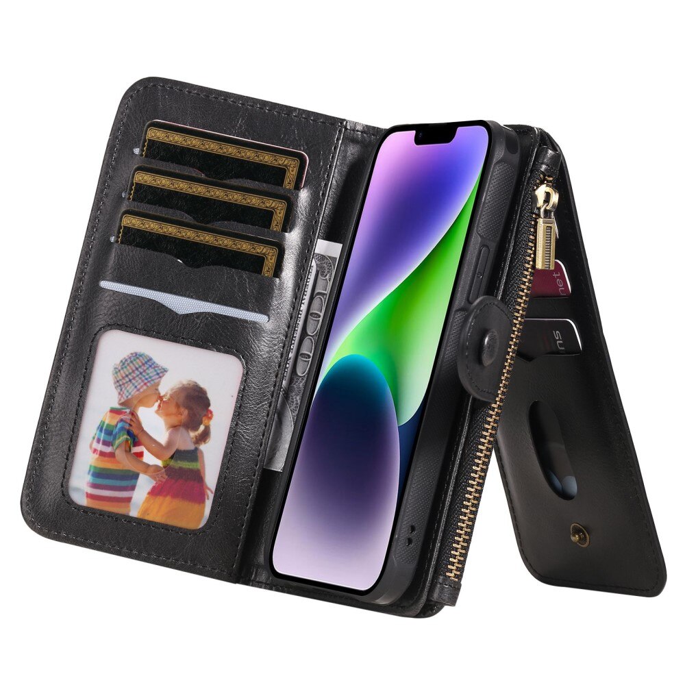 iPhone 14 Magnet Leather Multi Wallet Black