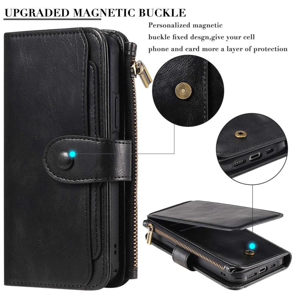 iPhone 14 Magnet Leather Multi Wallet Black
